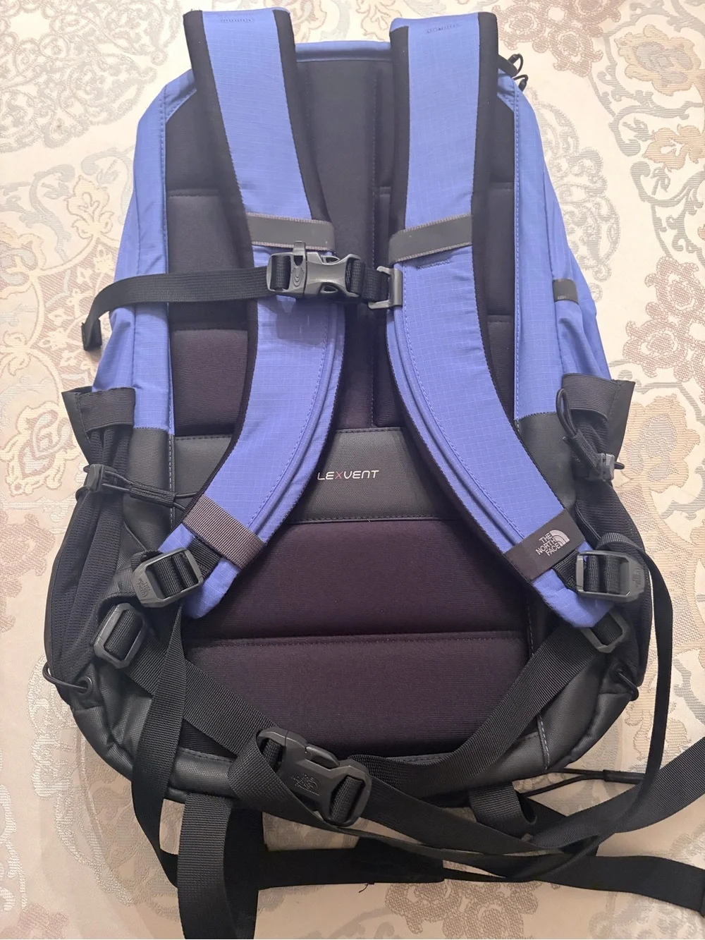 The North Face Purple and Black Backpack with Front Bungee
